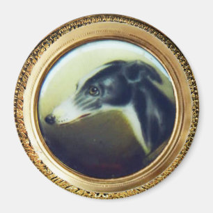 VICTORIAN MINIATURE HUND PORTRÄTT Irish Greyhound Magnet
