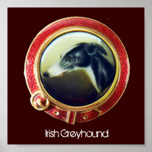VICTORIAN MINIATURE HUND PORTRÄTT Irish Greyhound Poster