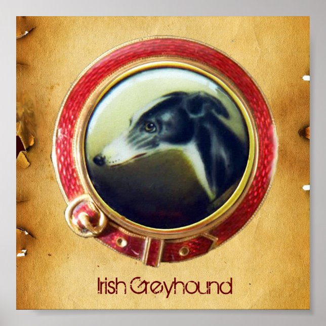 VICTORIAN MINIATURE HUND PORTRÄTT Irish Greyhound Poster (Framsidan)