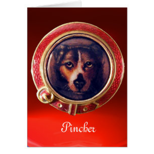 VICTORIAN MINIATURE HUND PORTRÄTT Pincher Hälsningskort