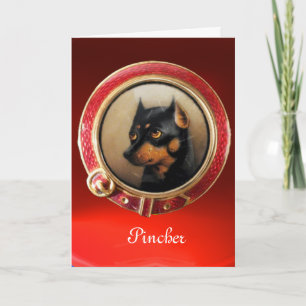 VICTORIAN MINIATURE HUND PORTRÄTT Pincher Helgkort