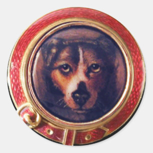 VICTORIAN MINIATURE HUND PORTRÄTT Pincher Runt Klistermärke