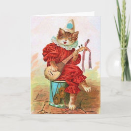 Victorian Minstrel Cat Note Card Kort