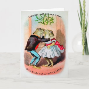 Victorian Mistletoe Frogs julkort Helgkort