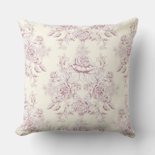Victorian,mjuk gult, mjuk rosa,blommigt,mönster,v kudde