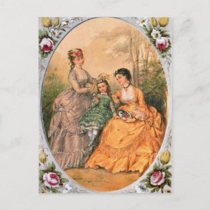 Victorian Mode Plate Women and child Vykort