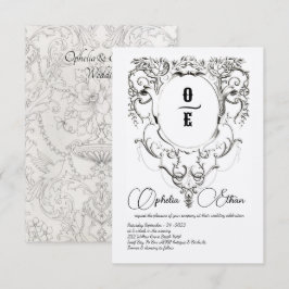 Victorian Monogram vapensköld bröllop Inbjudningar