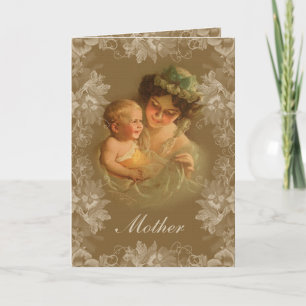 Victorian Mor & Child Vintage Mors dag Kort