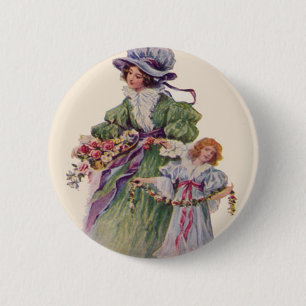 Victorian Mor & Dotter Flowers Mors dag Knapp
