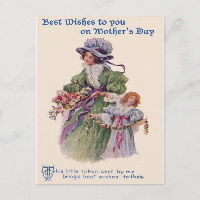 Victorian Mor & Dotter Flowers Mors dag Vykort (Framsida)