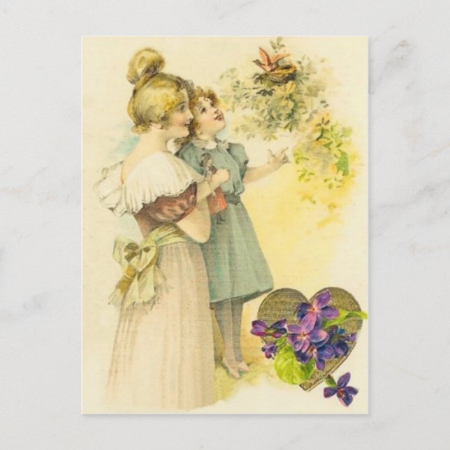 Victorian Mor & Dotter Mors dag Card Vykort (Framsida)