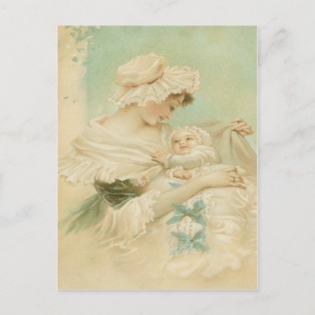 Victorian Mor Holding Child Mors dag Card Vykort (Framsida)