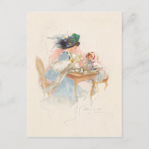 Victorian Mor och Dotter Tea Party Helg Vykort