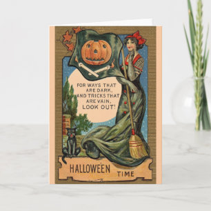 Victorian Mörk Ways Vain Tricks Halloween Card Kort
