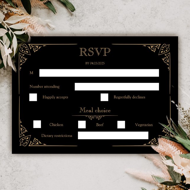 Victorian Moth Elegant Gothic Bröllop OSA Card Kort (Victorian Moth Tattoo Gothic Wedding RSVP Card)
