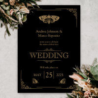 Victorian Moth Elegant Gothic Wedding bjudande