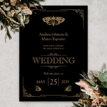 Victorian Moth Elegant Gothic Wedding bjudande