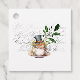 Victorian Mouse i Tea kopp Gåvor Etiketter