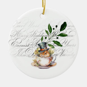 Victorian Mouse i Tea kopp Julgransprydnad Keramik