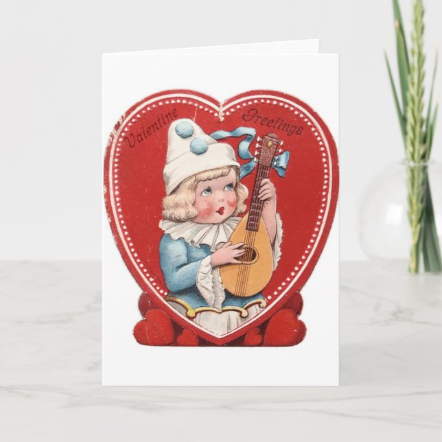 Victorian Musician Valentine Day Card Helgkort (Framsida)