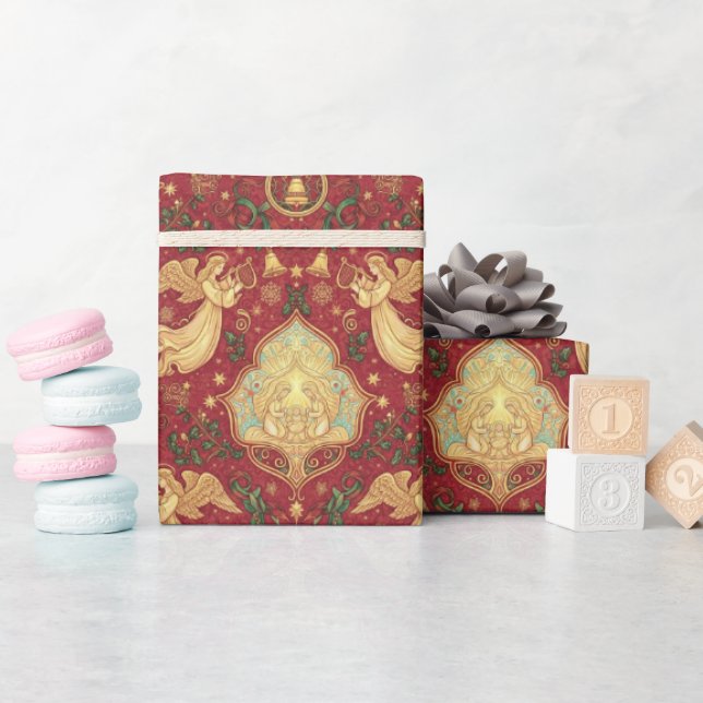 Victorian Nativity Angels Christmas Wrapping Paper Presentpapper (Baby Shower)