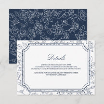 Victorian Navy Blue Line Art Wedding Details