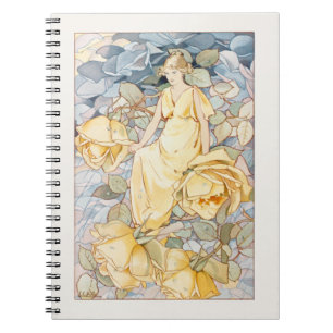Victorian Nouveau Gult Flower Fairy Anteckningsbok