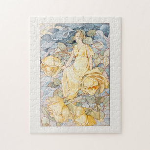 Victorian Nouveau Gult Flower Fairy Pussel