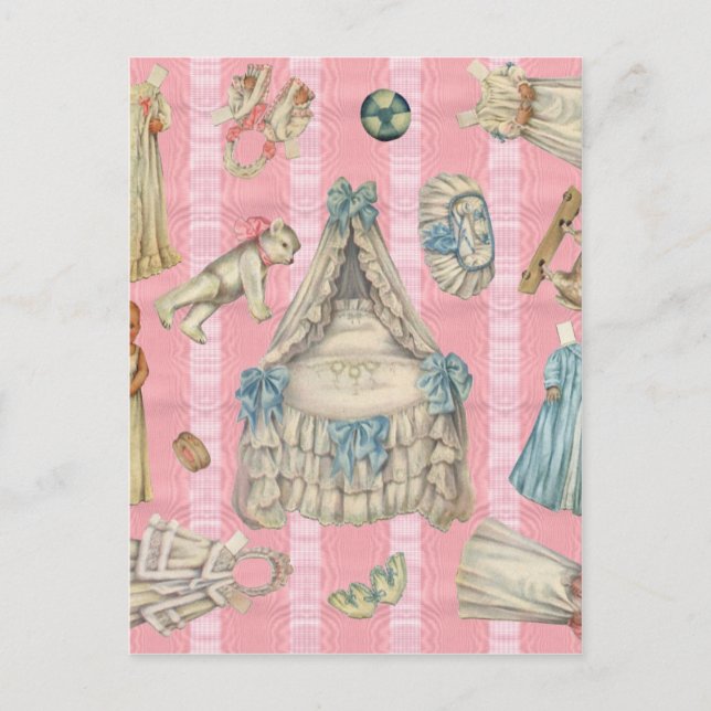 Victorian Nursery Papper Dolls Vykort (Framsida)