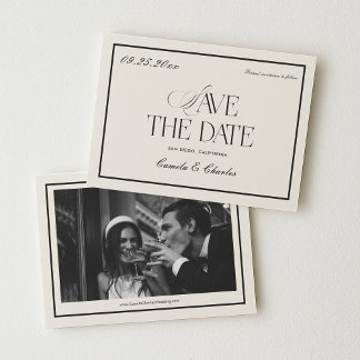 Victorian Old Money Wedding Save the Date Photo Inbjudningar