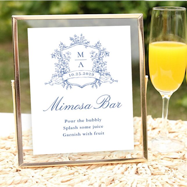 Victorian Ornate Blommigt Dusty Blue Mimosa Pub Si Poster (Skapare uppladdad)