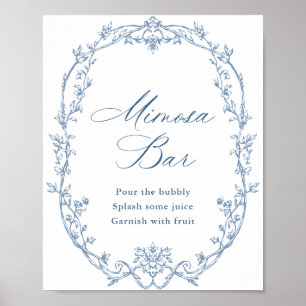 Victorian Ornate Blommigt Dusty Blue Mimosa Pub Si Poster