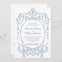 Victorian Ornate Blommigt Dusty Blue QR kod Bröllo