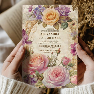 Victorian Ornate Blommigt Ram Bröllop Inbjudningar