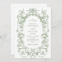 Victorian Ornate Blommigt Sage Grönt QR kod Bröllo
