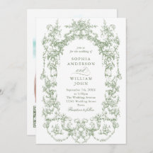 Victorian Ornate Blommigt Sage Grönt QR kod Bröllo