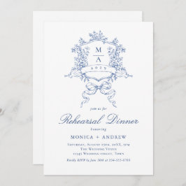 Victorian Ornate Crest REHEARSAL DINNER QR code Inbjudningar