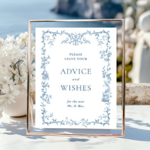 Victorian Ornate Dusty Blue Advice & Önskemål Poster