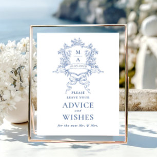 Victorian Ornate Dusty Blue Advice & Önskemål Poster