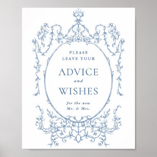 Victorian Ornate Dusty Blue Advice & Önskemål Poster