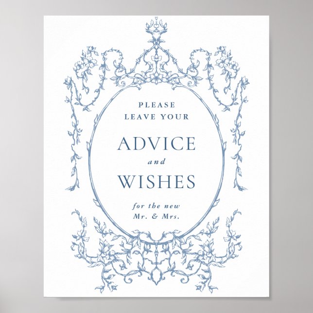 Victorian Ornate Dusty Blue Advice & Önskemål Poster (Framsidan)