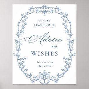 Victorian Ornate Dusty Blue Advice & Önskemål Poster
