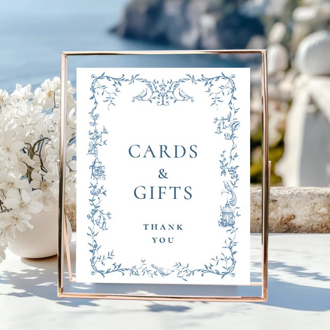 Victorian Ornate Dusty Blue Blommigt Cards and Gif Poster (Skapare uppladdad)