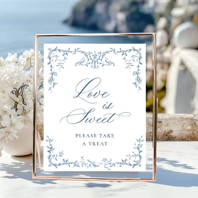 Victorian Ornate Dusty Blue Blommigt Kärlek är Swe Poster (Skapare uppladdad)