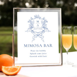 Victorian Ornate Dusty Blue Blommigt Mimosa Pub Si Poster