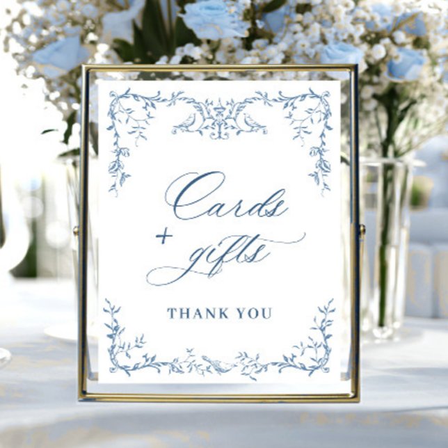 Victorian Ornate Dusty Blue Cards and Gifts Poster (Skapare uppladdad)