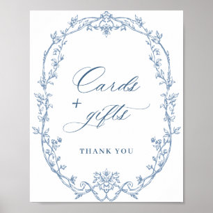 Victorian Ornate Dusty Blue Cards and Gifts Poster