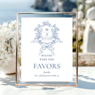 Victorian Ornate Dusty Blue Favors Bröllop Poster