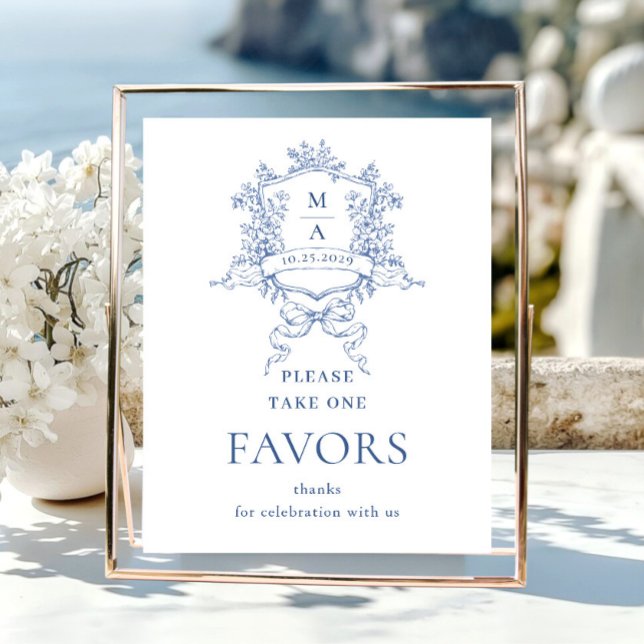 Victorian Ornate Dusty Blue Favors Bröllop Poster (Skapare uppladdad)