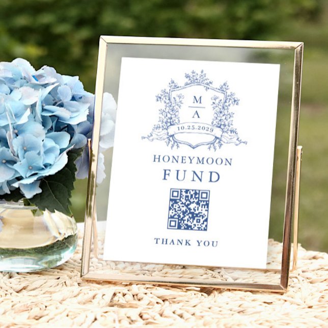 Victorian Ornate Dusty Blue Honeymoon Fund Poster (Skapare uppladdad)